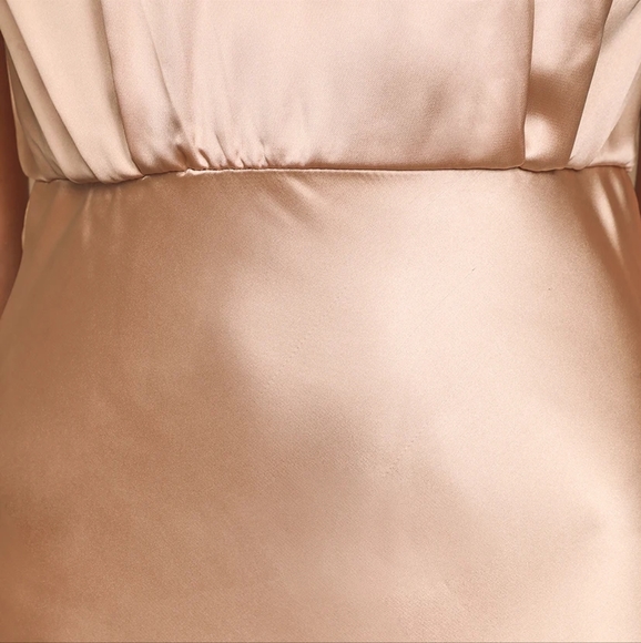 Classic Elegance Blush Satin Sleeveless Mock Neck Maxi Dress - Picture 8 of 9